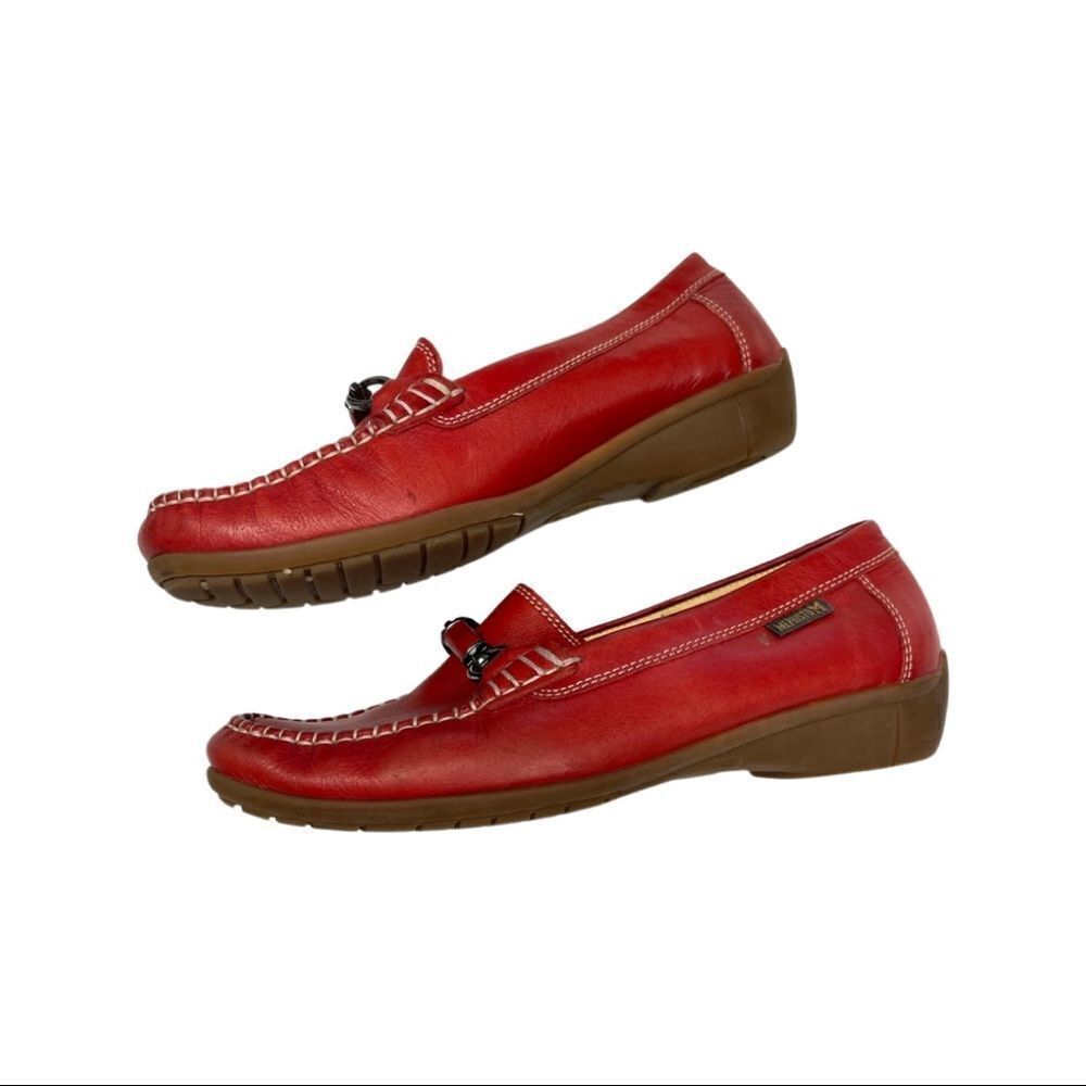 MEPHISTO-Red Crinkled Leather Penny Loafers-Cool-Air-Size 7 - Picture 5 of 8